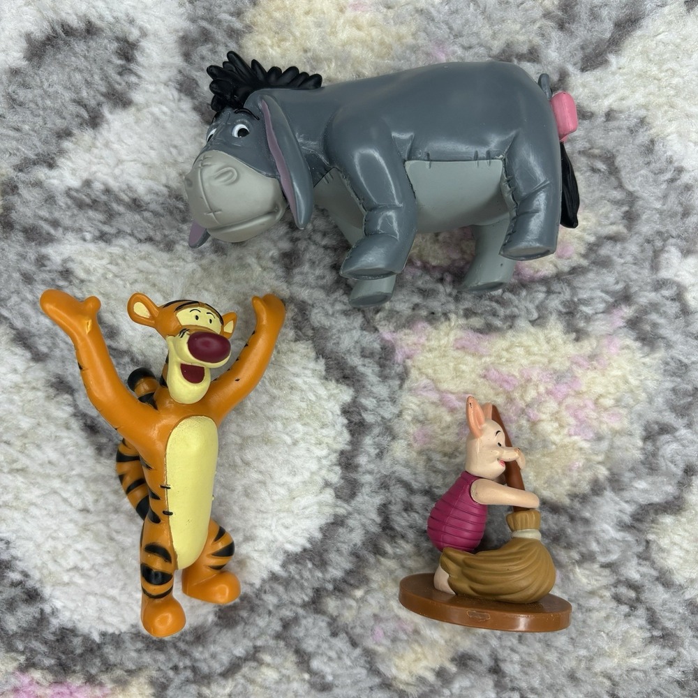 Winnie The Pooh Play Set toy figures Piglet Tigger Eeyore 3 Pc Cake toppers PVC‎